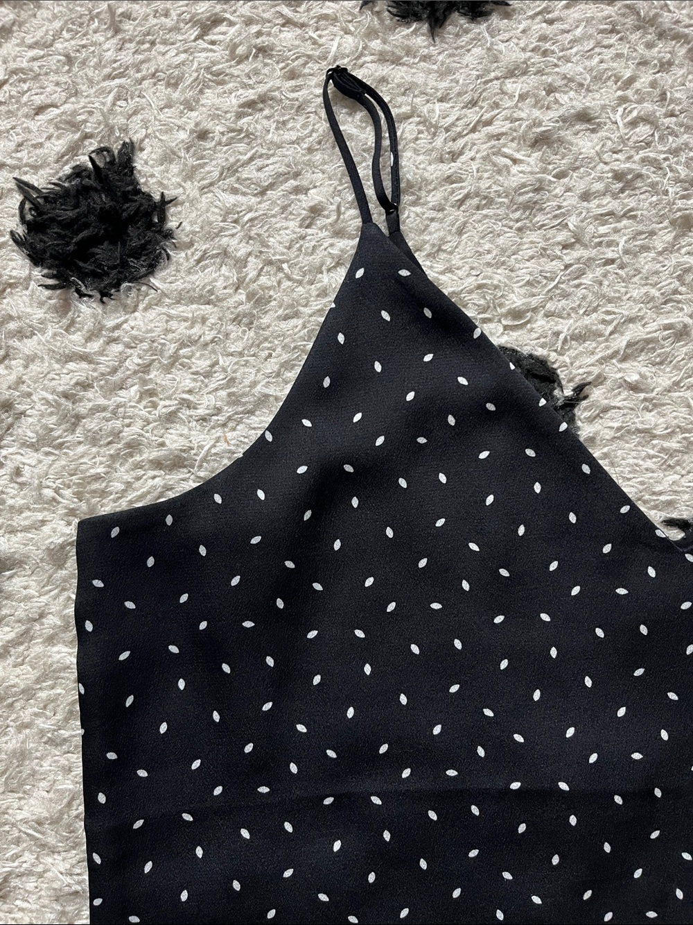Express size Medium Black Polka Dot V-Neck Spaghetti Strap Top - Picture 2 of 8